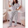 image:imageCHICME Womens Pajamas Sets 2 Piece Short Sleeve Lounge Set Printed Loose Pants Pj Sets Loungewear SetGray