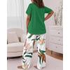 image:imageCHICME Womens Pajamas Sets 2 Piece Short Sleeve Lounge Set Printed Loose Pants Pj Sets Loungewear SetGreen