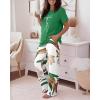 image:imageCHICME Womens Pajamas Sets 2 Piece Short Sleeve Lounge Set Printed Loose Pants Pj Sets Loungewear SetGreen