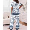 image:imageCHICME Womens Pajamas Sets 2 Piece Short Sleeve Lounge Set Printed Loose Pants Pj Sets Loungewear SetHblue