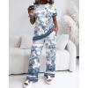 image:imageCHICME Womens Pajamas Sets 2 Piece Short Sleeve Lounge Set Printed Loose Pants Pj Sets Loungewear SetHblue