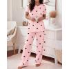 image:imageCHICME Womens Pajamas Sets 2 Piece Short Sleeve Lounge Set Printed Loose Pants Pj Sets Loungewear SetPink