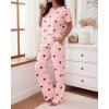 image:imageCHICME Womens Pajamas Sets 2 Piece Short Sleeve Lounge Set Printed Loose Pants Pj Sets Loungewear SetPink
