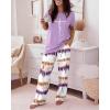 image:imageCHICME Womens Pajamas Sets 2 Piece Short Sleeve Lounge Set Printed Loose Pants Pj Sets Loungewear SetPurple