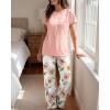 image:imageCHICME Womens Pajamas Sets 2 Piece Short Sleeve Lounge Set Printed Loose Pants Pj Sets Loungewear SetQpink