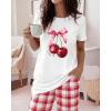 image:imageCHICME Womens Pajamas Sets 2 Piece Short Sleeve Lounge Set Printed Loose Pants Pj Sets Loungewear SetRed