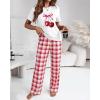 image:imageCHICME Womens Pajamas Sets 2 Piece Short Sleeve Lounge Set Printed Loose Pants Pj Sets Loungewear SetRed