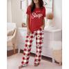 image:imageCHICME Womens Pajamas Sets 2 Piece Short Sleeve Lounge Set Printed Loose Pants Pj Sets Loungewear SetSleep Red