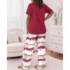 image:imageCHICME Womens Pajamas Sets 2 Piece Short Sleeve Lounge Set Printed Loose Pants Pj Sets Loungewear SetWine Red