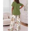 image:imageCHICME Womens Pajamas Sets 2 Piece Short Sleeve Lounge Set Printed Loose Pants Pj Sets Loungewear SetYgreen