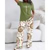 image:imageCHICME Womens Pajamas Sets 2 Piece Short Sleeve Lounge Set Printed Loose Pants Pj Sets Loungewear SetYgreen