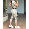 image:imageCHICME Womens Short Sleeve Jumpsuit Turn Down Collar Casual Zip Up Jumpsuits Pocket Design Cargo RomperAkhaki