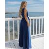 image:imageCHICME Womens Sleeveless Colorblock Jumpsuit Casual Plunge V Neck Waist Tied Detail Pleated RomperAdark Blue