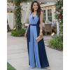 image:imageCHICME Womens Sleeveless Colorblock Jumpsuit Casual Plunge V Neck Waist Tied Detail Pleated RomperAdark Blue