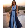 image:imageCHICME Womens Sleeveless Colorblock Jumpsuit Casual Plunge V Neck Waist Tied Detail Pleated RomperAdark Blue