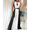 image:imageCHICME Womens Sleeveless Colorblock Jumpsuit Casual Plunge V Neck Waist Tied Detail Pleated RomperBlack