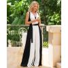 image:imageCHICME Womens Sleeveless Colorblock Jumpsuit Casual Plunge V Neck Waist Tied Detail Pleated RomperBlack