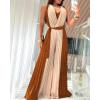 image:imageCHICME Womens Sleeveless Colorblock Jumpsuit Casual Plunge V Neck Waist Tied Detail Pleated RomperDark Brown