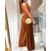 image:imageCHICME Womens Sleeveless Colorblock Jumpsuit Casual Plunge V Neck Waist Tied Detail Pleated RomperDark Brown