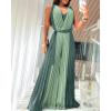 image:imageCHICME Womens Sleeveless Colorblock Jumpsuit Casual Plunge V Neck Waist Tied Detail Pleated RomperDark Green