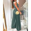 image:imageCHICME Womens Sleeveless Colorblock Jumpsuit Casual Plunge V Neck Waist Tied Detail Pleated RomperDark Green
