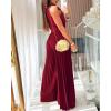 image:imageCHICME Womens Sleeveless Colorblock Jumpsuit Casual Plunge V Neck Waist Tied Detail Pleated RomperDark Red
