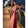 image:imageCHICME Womens Sleeveless Colorblock Jumpsuit Casual Plunge V Neck Waist Tied Detail Pleated RomperDark Red