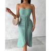 image:imageCHICME Womens Strapless Maxi Bodycon Dresses Wrap Asymmetrical Beach Maxi Long Dress Beach CoverupsAgreen