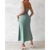 image:imageCHICME Womens Strapless Maxi Bodycon Dresses Wrap Asymmetrical Beach Maxi Long Dress Beach CoverupsAgreen