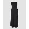 image:imageCHICME Womens Strapless Maxi Bodycon Dresses Wrap Asymmetrical Beach Maxi Long Dress Beach CoverupsBlack