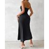 image:imageCHICME Womens Strapless Maxi Bodycon Dresses Wrap Asymmetrical Beach Maxi Long Dress Beach CoverupsBlack