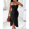 image:imageCHICME Womens Strapless Maxi Bodycon Dresses Wrap Asymmetrical Beach Maxi Long Dress Beach CoverupsBlack