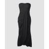 image:imageCHICME Womens Strapless Maxi Bodycon Dresses Wrap Asymmetrical Beach Maxi Long Dress Beach CoverupsBlack