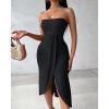 image:imageCHICME Womens Strapless Maxi Bodycon Dresses Wrap Asymmetrical Beach Maxi Long Dress Beach CoverupsBlack