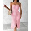 image:imageCHICME Womens Strapless Maxi Bodycon Dresses Wrap Asymmetrical Beach Maxi Long Dress Beach CoverupsLight Pink