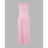 image:imageCHICME Womens Strapless Maxi Bodycon Dresses Wrap Asymmetrical Beach Maxi Long Dress Beach CoverupsLight Pink