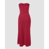 image:imageCHICME Womens Strapless Maxi Bodycon Dresses Wrap Asymmetrical Beach Maxi Long Dress Beach CoverupsRed