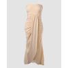 image:imageCHICME Womens Strapless Maxi Bodycon Dresses Wrap Asymmetrical Beach Maxi Long Dress Beach CoverupsYellow