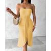 image:imageCHICME Womens Strapless Maxi Bodycon Dresses Wrap Asymmetrical Beach Maxi Long Dress Beach CoverupsYellow