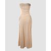 image:imageCHICME Womens Strapless Maxi Bodycon Dresses Wrap Asymmetrical Beach Maxi Long Dress Beach CoverupsYellow