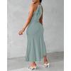 image:imageCHICME Womens Summer Halter Dress Hollow Out A Line Vacation Dresses with Eyelet Embroidery amp Side SlitGreen