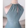 image:imageCHICME Womens Summer Halter Dress Hollow Out A Line Vacation Dresses with Eyelet Embroidery amp Side SlitGreen
