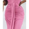 image:imageCHICME Womens Summer Halter Dress Hollow Out A Line Vacation Dresses with Eyelet Embroidery amp Side SlitHot Pink