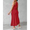 image:imageCHICME Womens Summer Halter Dress Hollow Out A Line Vacation Dresses with Eyelet Embroidery amp Side SlitRed