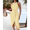 image:imageCHICME Womens Summer Halter Dress Hollow Out A Line Vacation Dresses with Eyelet Embroidery amp Side SlitYellow