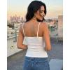 image:imageCHICME Womens V Neck Lace Trim Camisole Spaghetti Straps Slim Fit Ribbed Cami Tops Going Out Tank Tops with Builtin BraAwhite