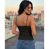 image:imageCHICME Womens V Neck Lace Trim Camisole Spaghetti Straps Slim Fit Ribbed Cami Tops Going Out Tank Tops with Builtin BraBlack