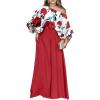 image:imageCHICME Women Summer 2 Piece Outfits Off Shoulder Top Flowy Wide Leg Pants Set Vacation Travel Airport OutfitsRed