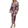 image:imageCHICME Womens Bodycon Long Sleeve Dress Casual Plunge V Neck Ruched Midi Dress Fall Bodycon Slit Office Work DressesDark Red
