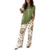 image:imageCHICME Womens Pajamas Sets 2 Piece Short Sleeve Lounge Set Printed Loose Pants Pj Sets Loungewear SetYgreen
